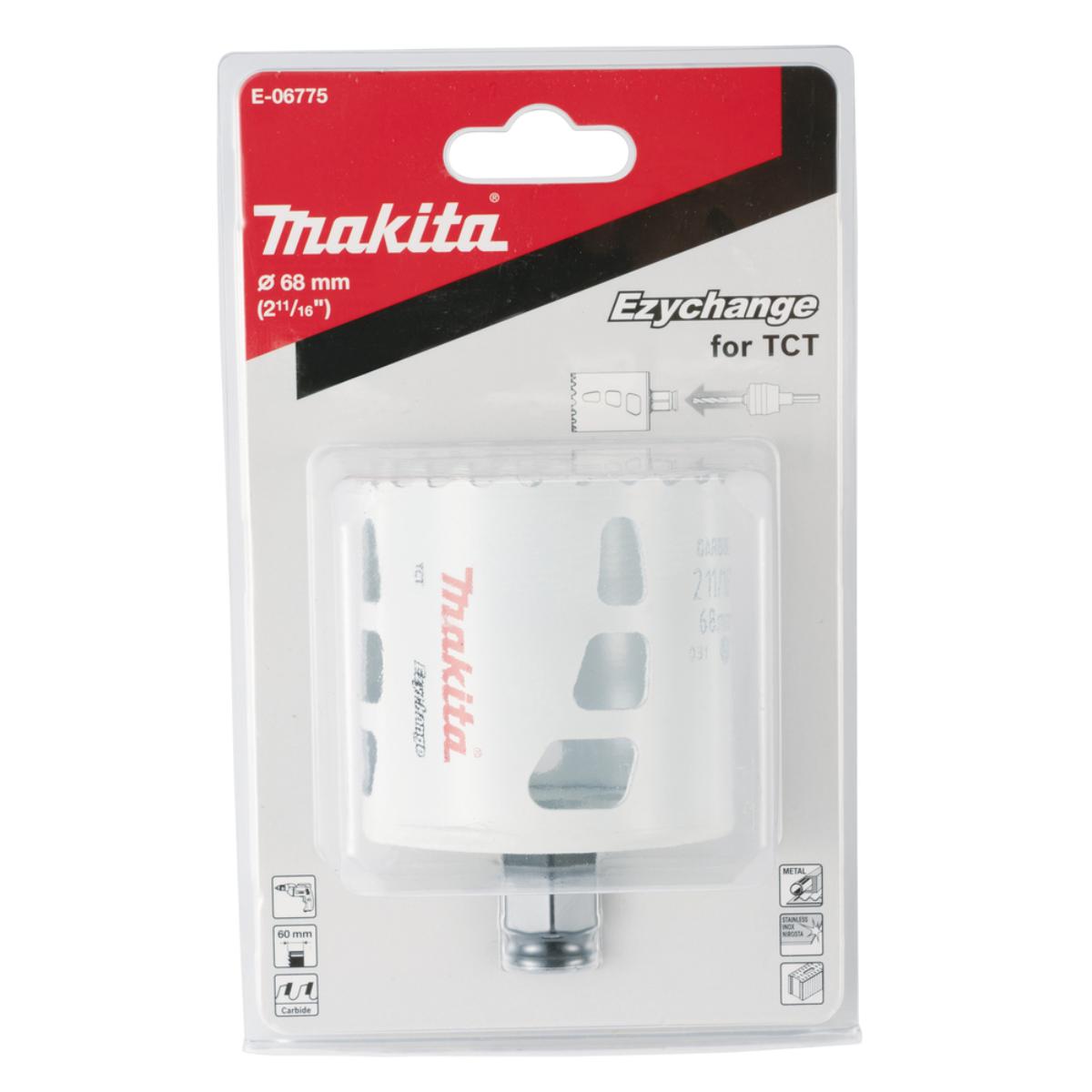Makita Lochsäge Ezychange TCT Hartmetall Ø 68 mm, Schnitttiefe 60 mm, Schnellwechselsystem, Hartmetall Verzahnung