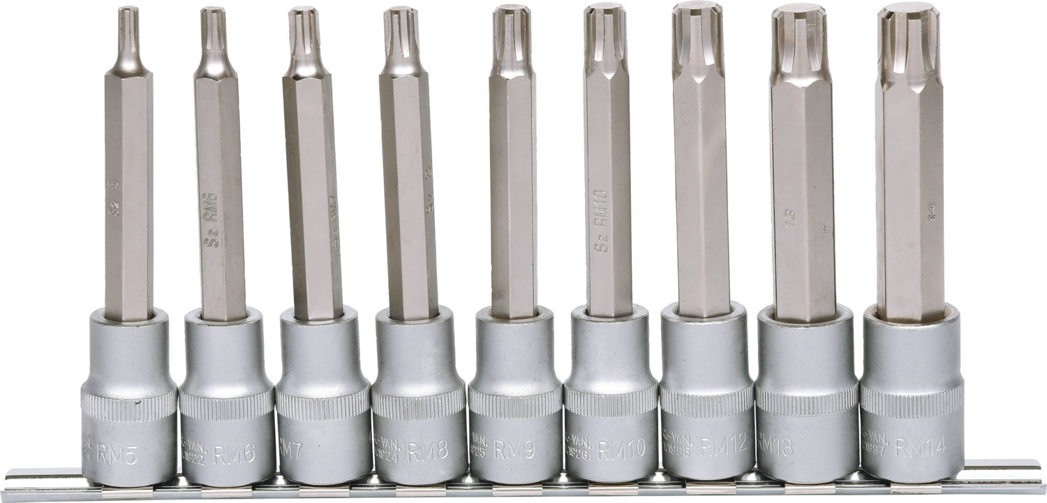 KS Tools 1/2" Bit-Stecknuss RIBE-Satz, 9-tlg, M5-M14