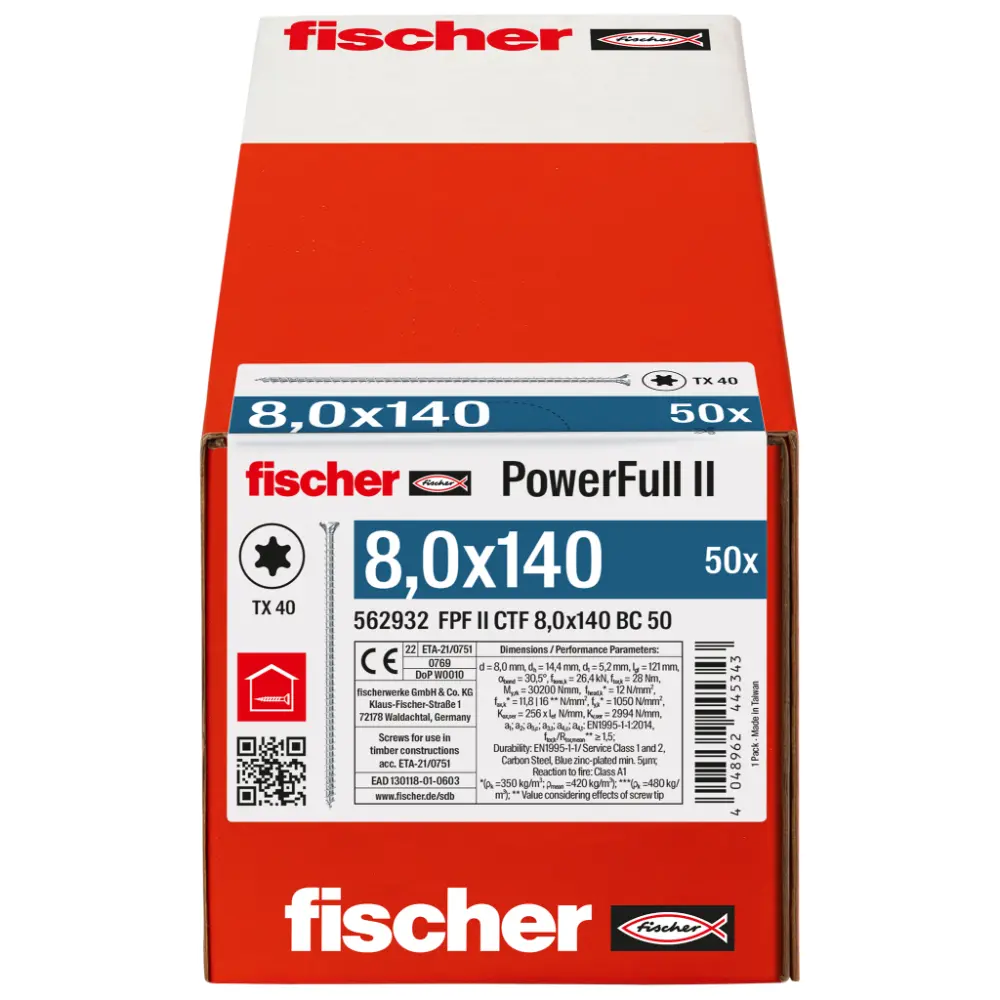 Fischer Vollgewindeschraube 8,0x140 PowerFull FPF II CTF 8 BC