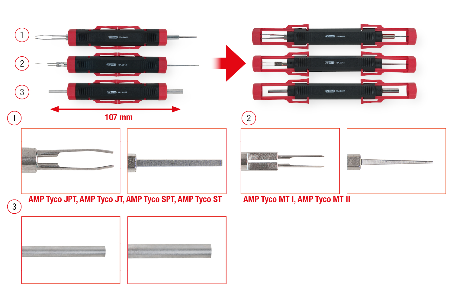 KS Tools Universal Kabel-Entriegelungswerkzeug-Satz, 3-tlg