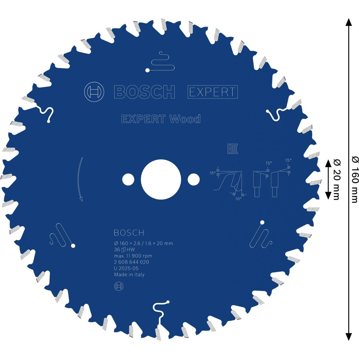 Bosch Kreissägeblatt Expert for Wood ø 160 mm