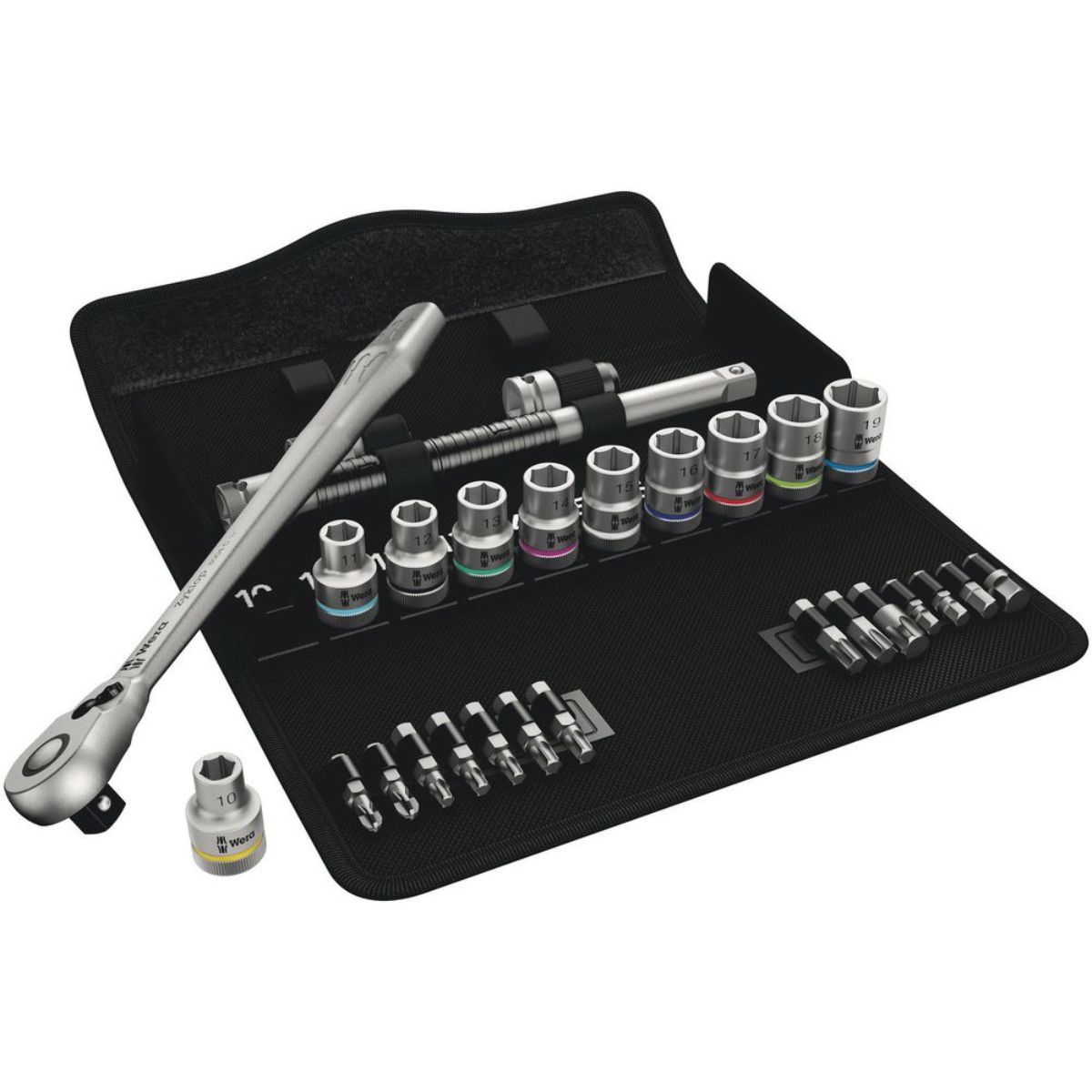 Wera 8100 SC 8 Zyklop Metal-Knarrensatz, Umschalthebel, 1/2"-Antrieb, metrisch, 28-teilig