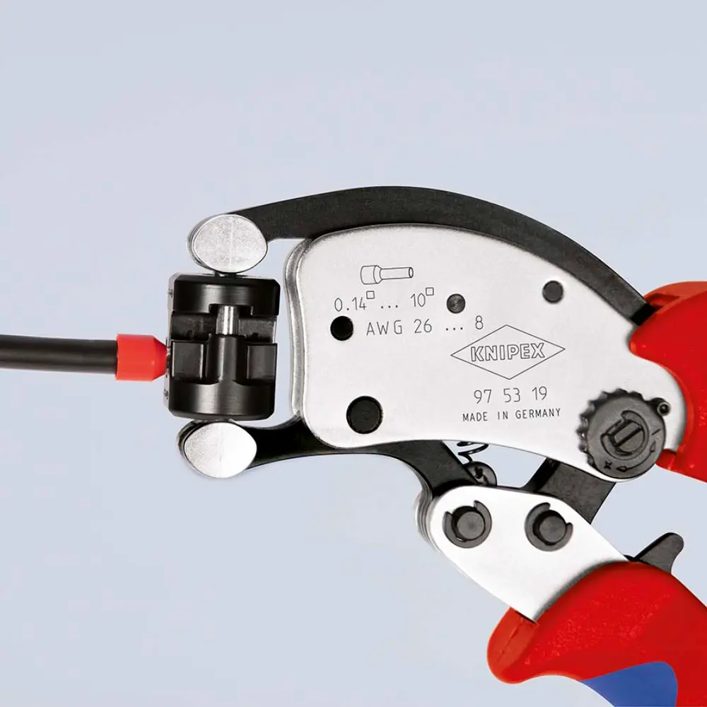 KNIPEX Twistor T Selbsteinstellende Crimpzange für Aderendhülsen verchromt 200 mm