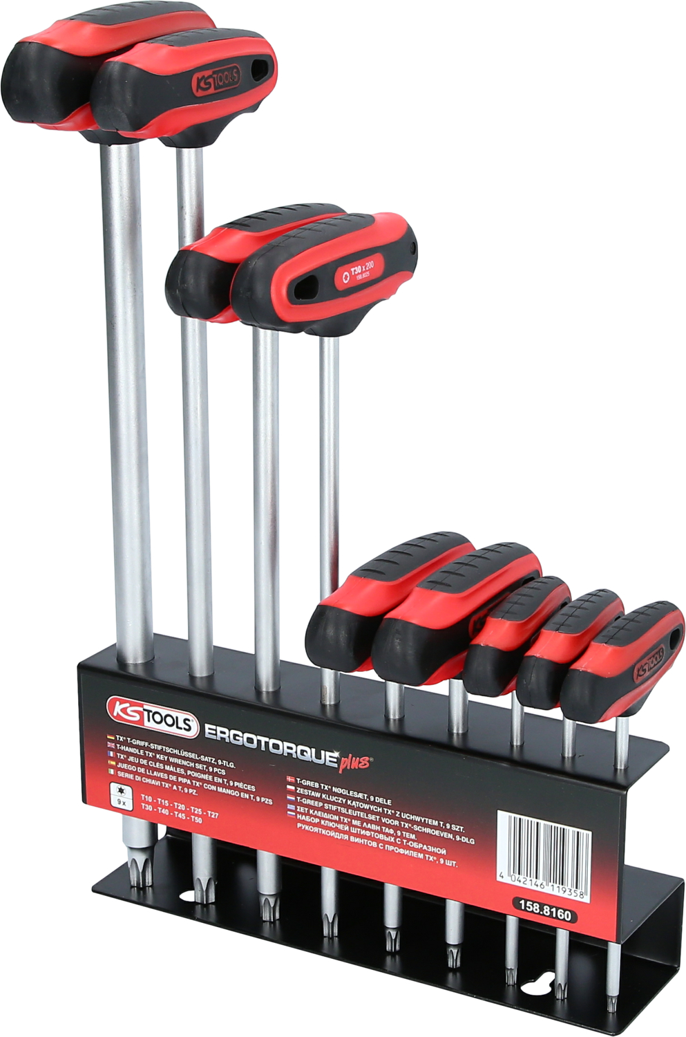 KS Tools T-Griff-Torx-Winkelstiftschlüssel-Satz, 9-tlg