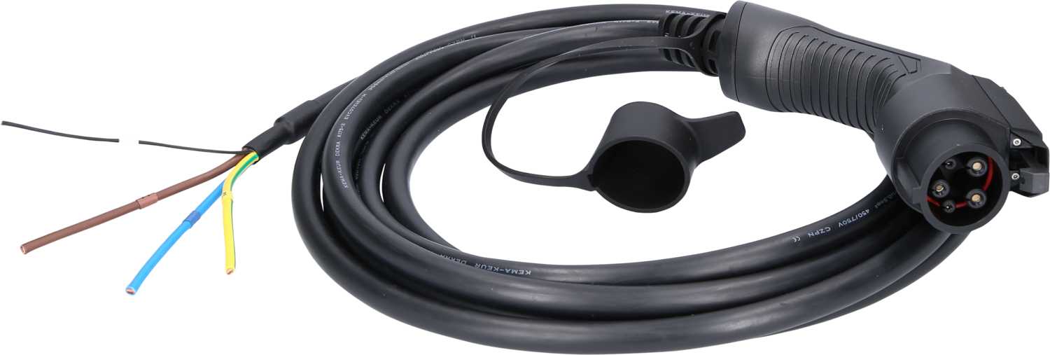 efuturo Ladekabel gerade, Ende offen auf Typ 1 Stecker, 1 Phase, bis zu 7,4 kW, 32 A, 230 V, 5m