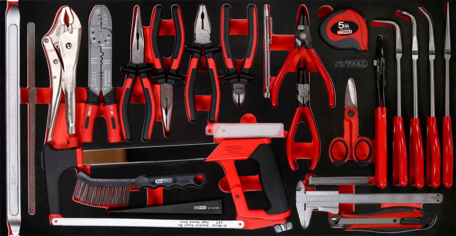KS Tools Zangen- und Messwerkzeug-Satz in Schaumstoffeinlage, 36-tlg
