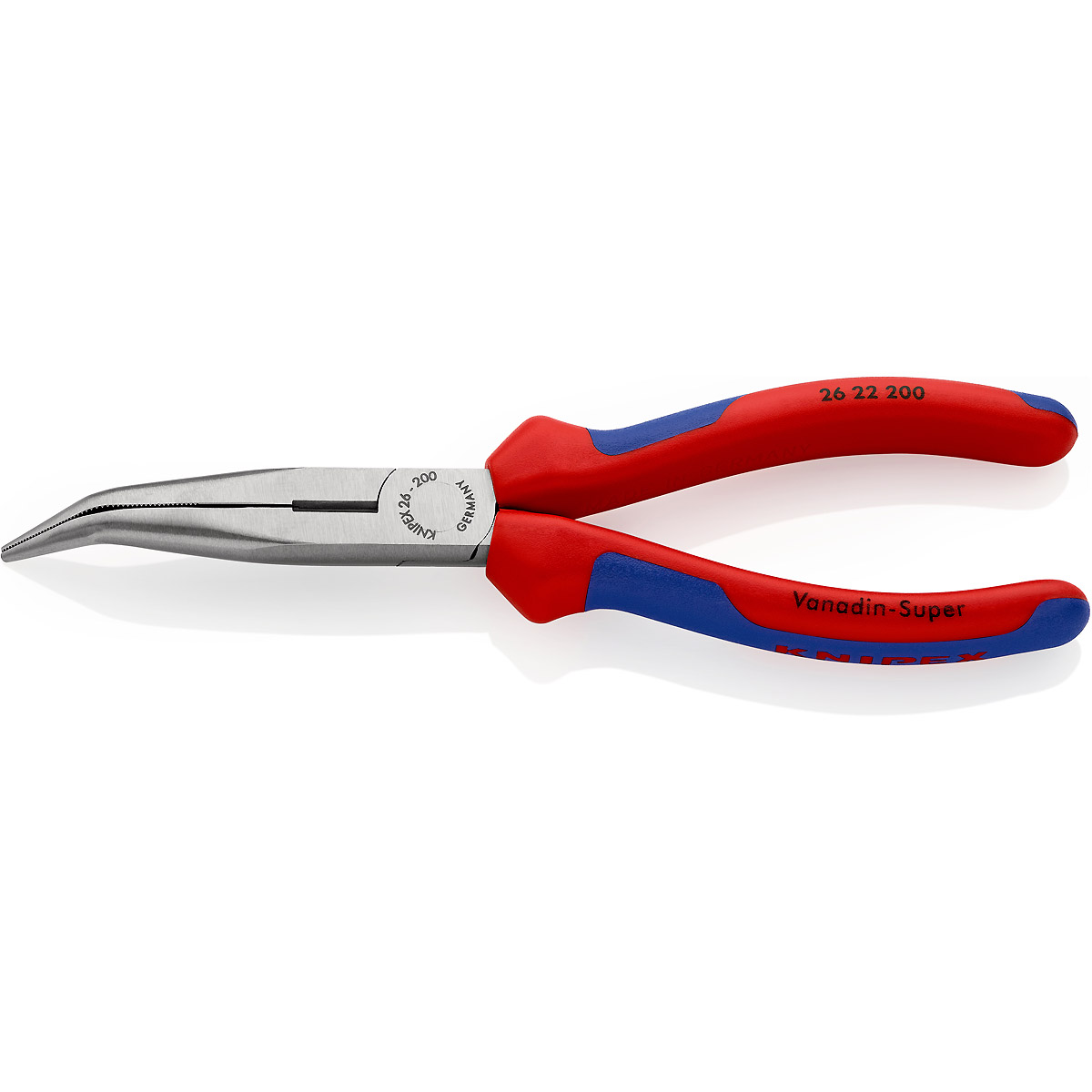 KNIPEX Flachrundzange mit Schneide atramentiert mit angewinkelten Backen (Storchschnabelzange)