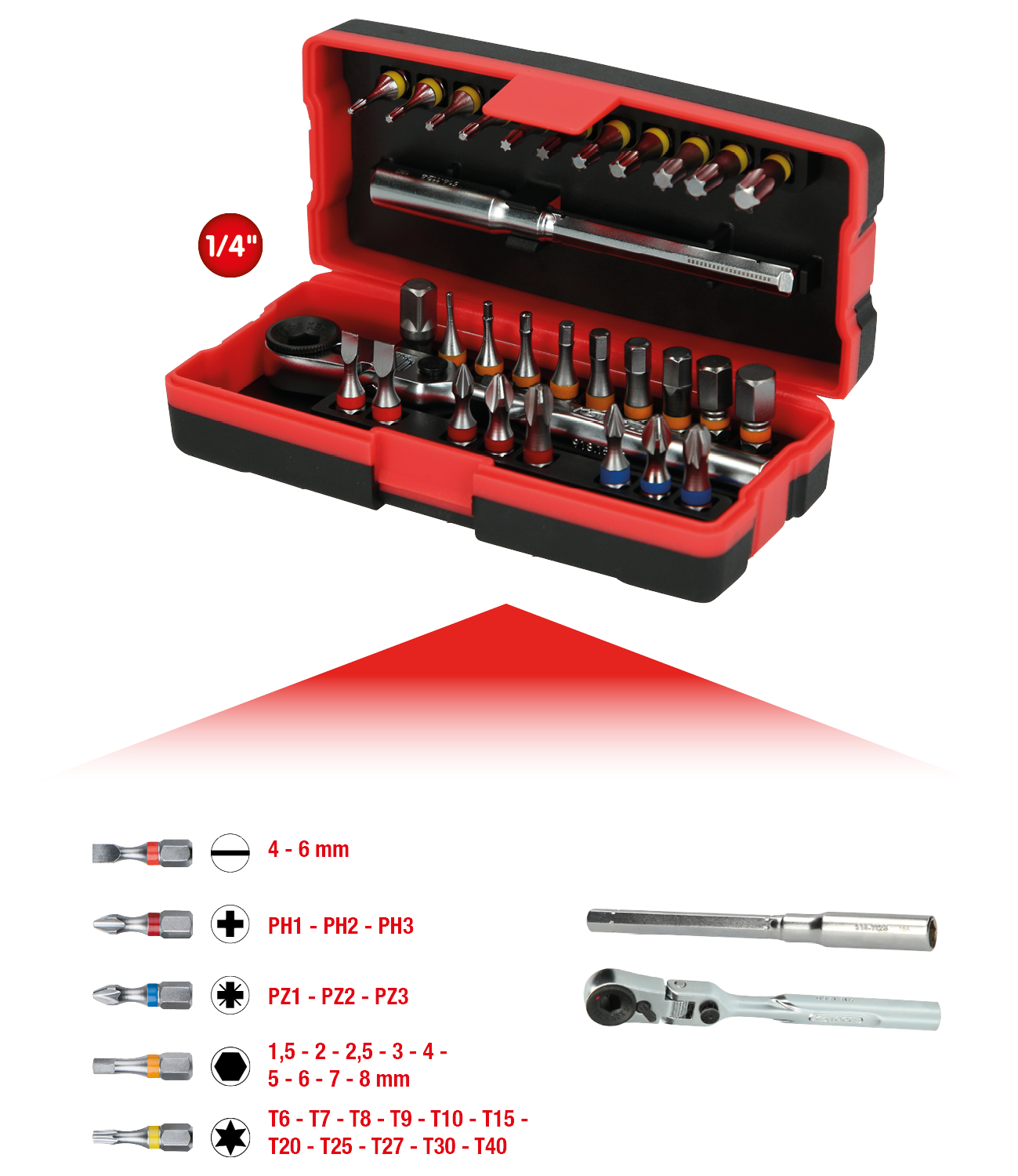 KS Tools 1/4" Bit-Satz, 31-tlg