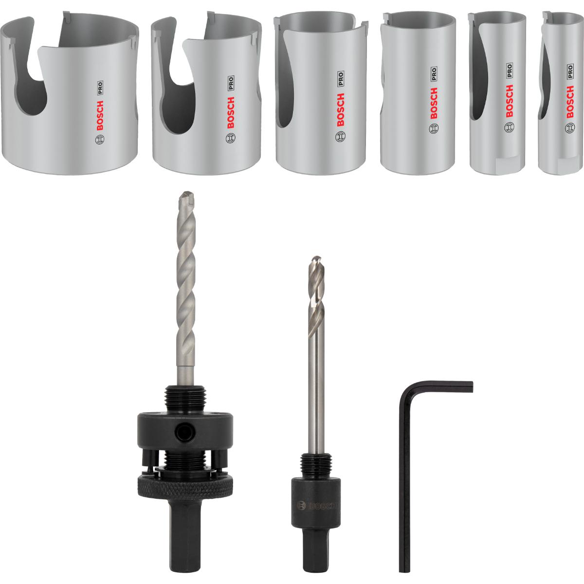 Bosch PRO Construction Material Gewinde-Lochsägen, 20/25/35/40/51/68x60x65mm, 9-teilges Set