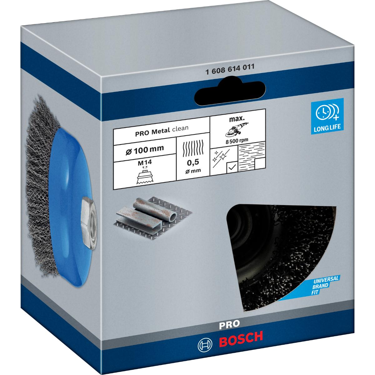 Bosch PRO Topfbürste, Stahl, gewellter Draht, M14