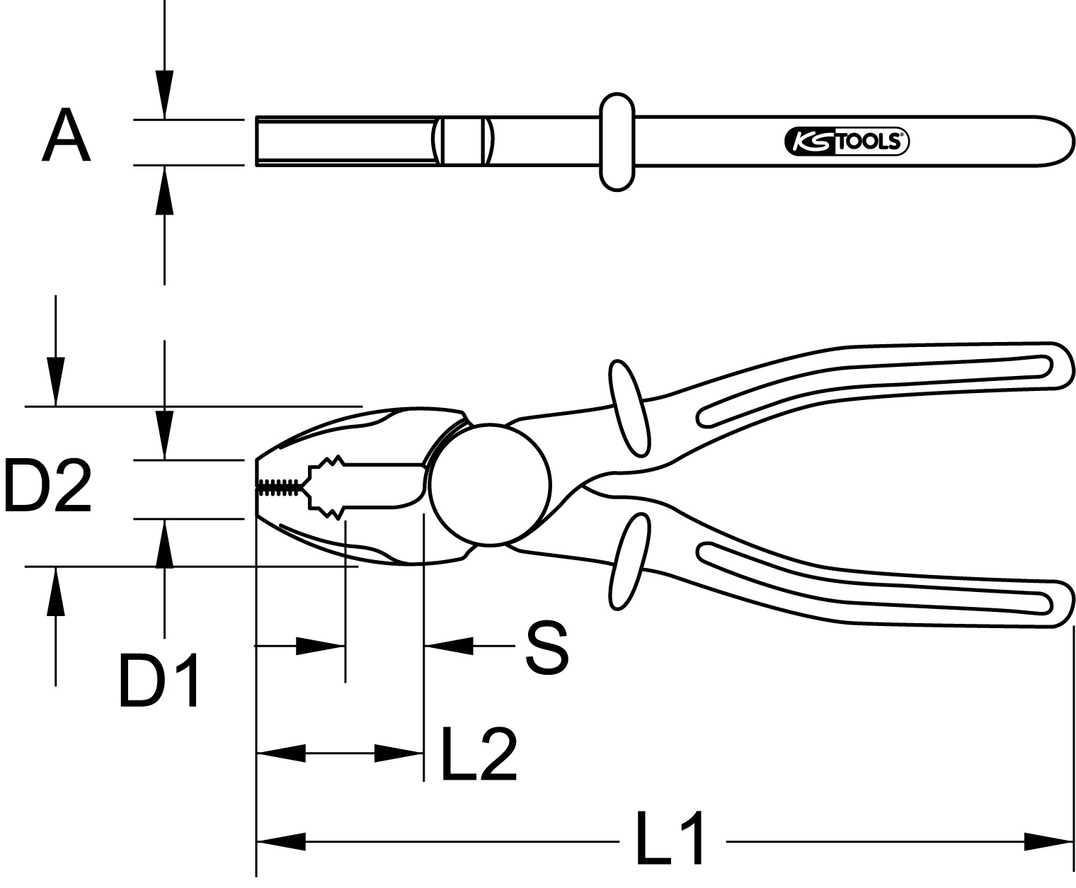 KS Tools Kunststoff-Kombizange mit Schutzisolierung, 200mm