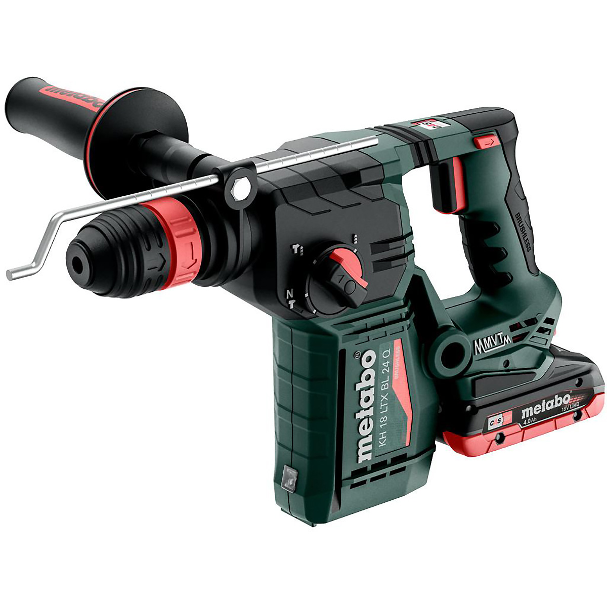 Metabo Akku-Kombihammer KH 18 LTX BL 24 Q mit Metabo-Quick-Wechselfutter - metaBOX 165 L - 18V 2x4Ah