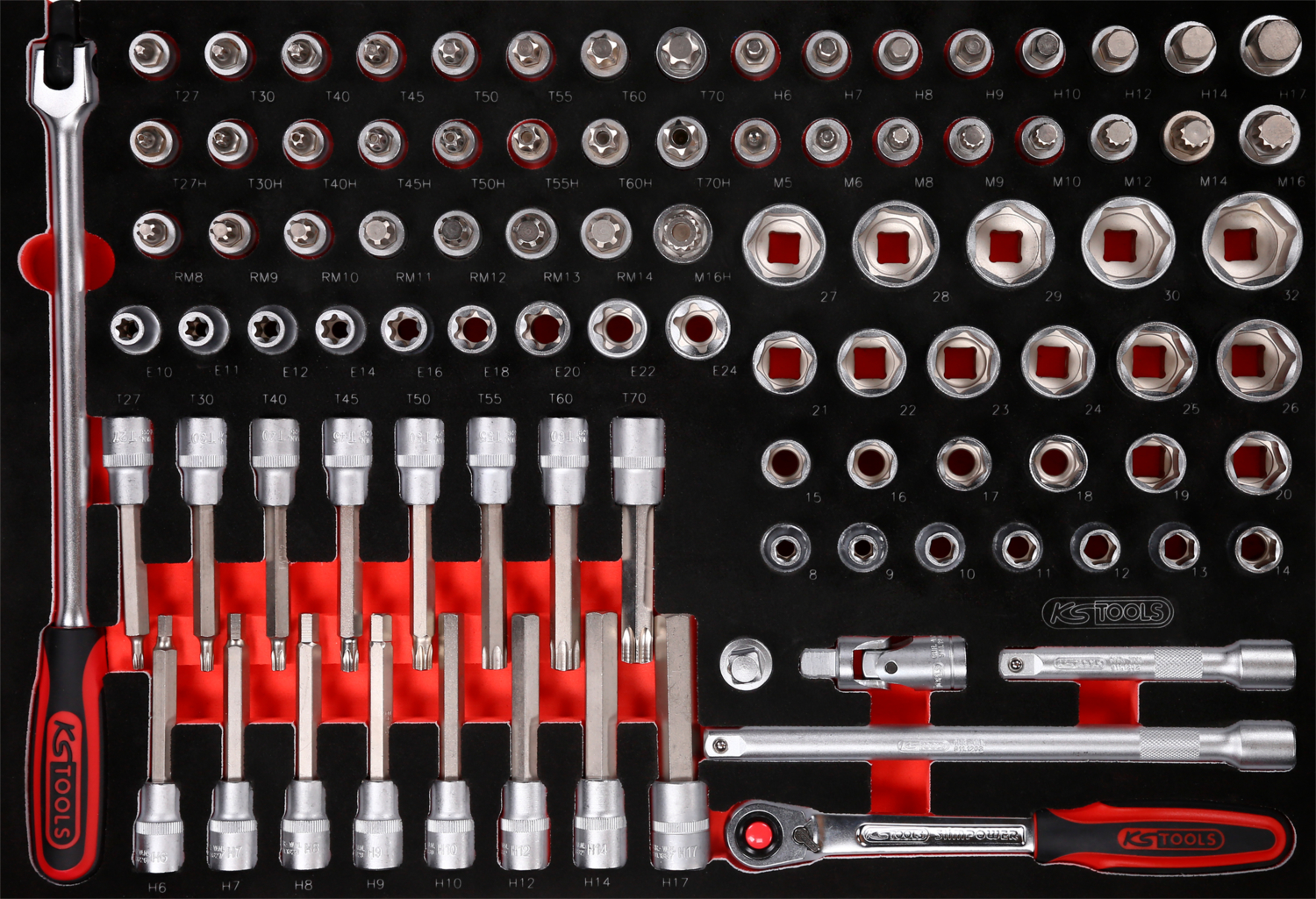 KS Tools 1-2'' Steckschlüssel-Satz in Schaumstoffeinlage, 95-tlg