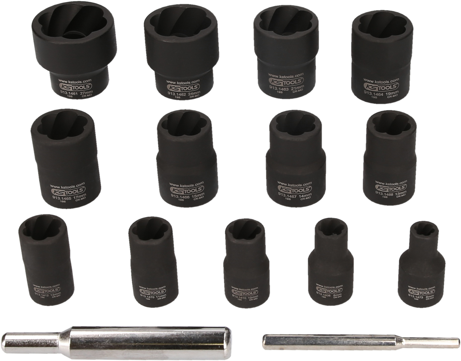 KS Tools 1/4"+1/2" Spiral-Profil-Kraft-Stecknuss-Satz, 15-tlg