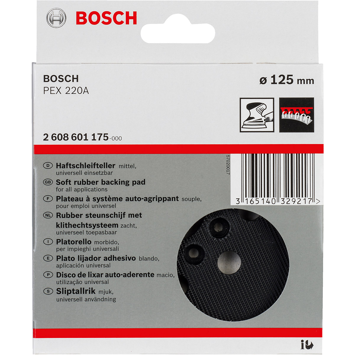 Bosch Schleifteller mittel, 125 mm, 8, für PEX 220 A