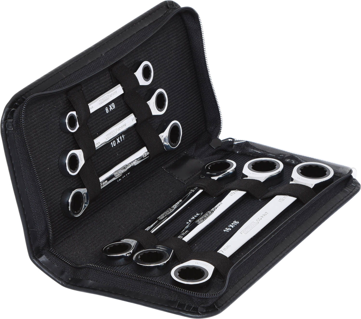KS Tools GEARplus Doppel-Ratschenringschlüssel-Satz, 6-tlg Lederetui