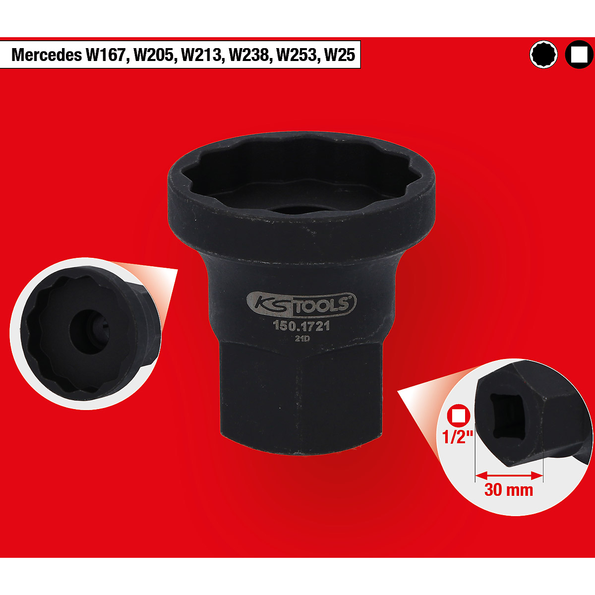 KS Tools Spezial Traggelenkstecknuss für Mercedes, 30mm