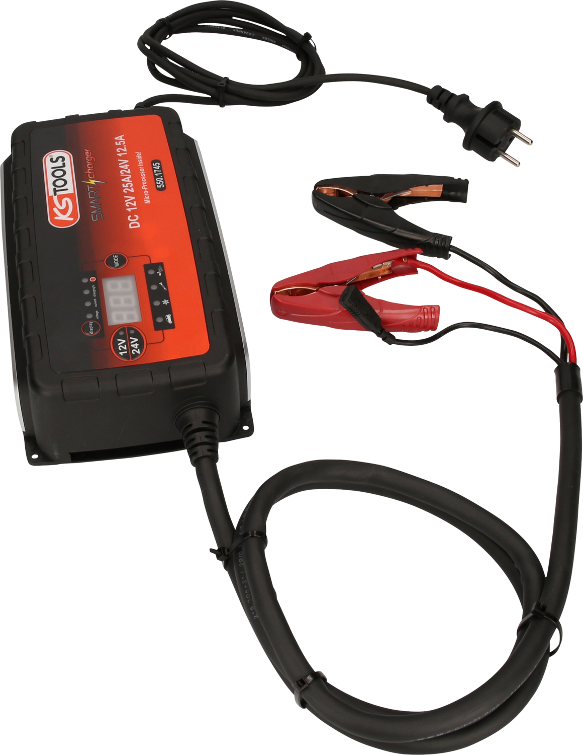 KS Tools 12V + 24V SMARTcharger Hochfrequenz-Batterieladegerät 25A-12,5A