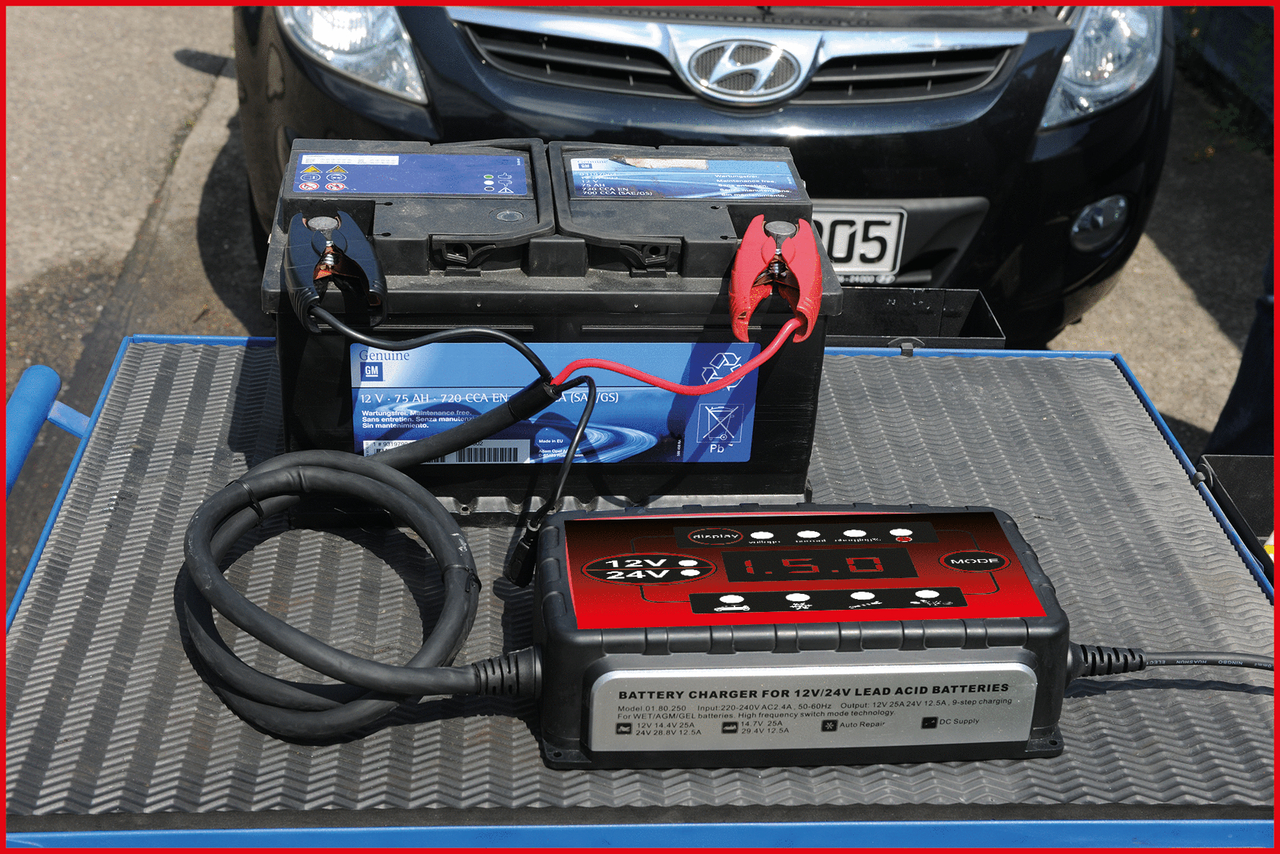 KS Tools 12V + 24V SMARTcharger Hochfrequenz-Batterieladegerät 25A-12,5A