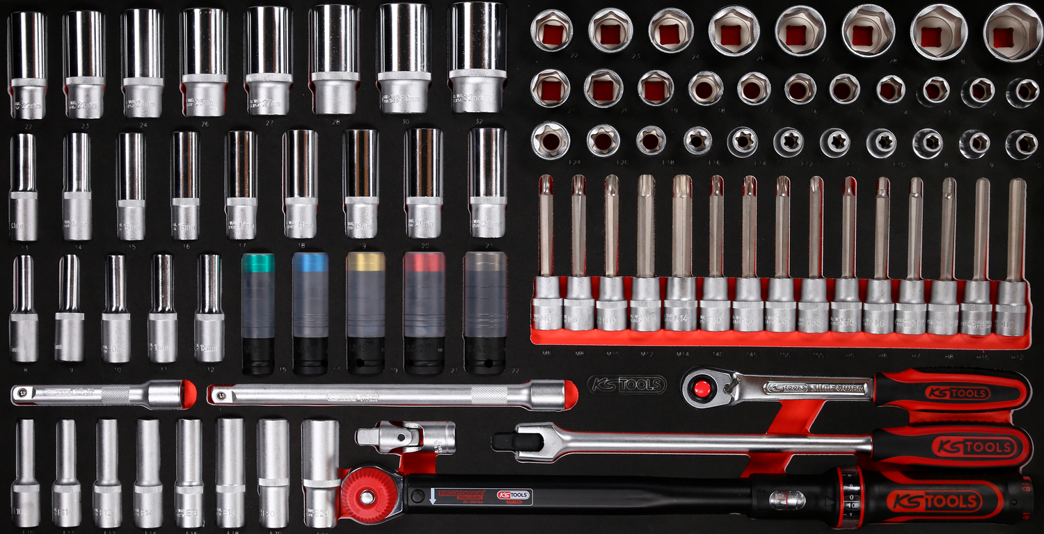 KS Tools 1-2'' Steckschlüssel-Satz in Schaumstoffeinlage, 86-tlg