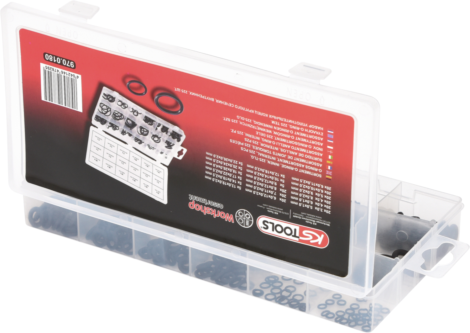 KS Tools Sortiment O-Ringe, innen Ø 3-22mm, 225-tlg