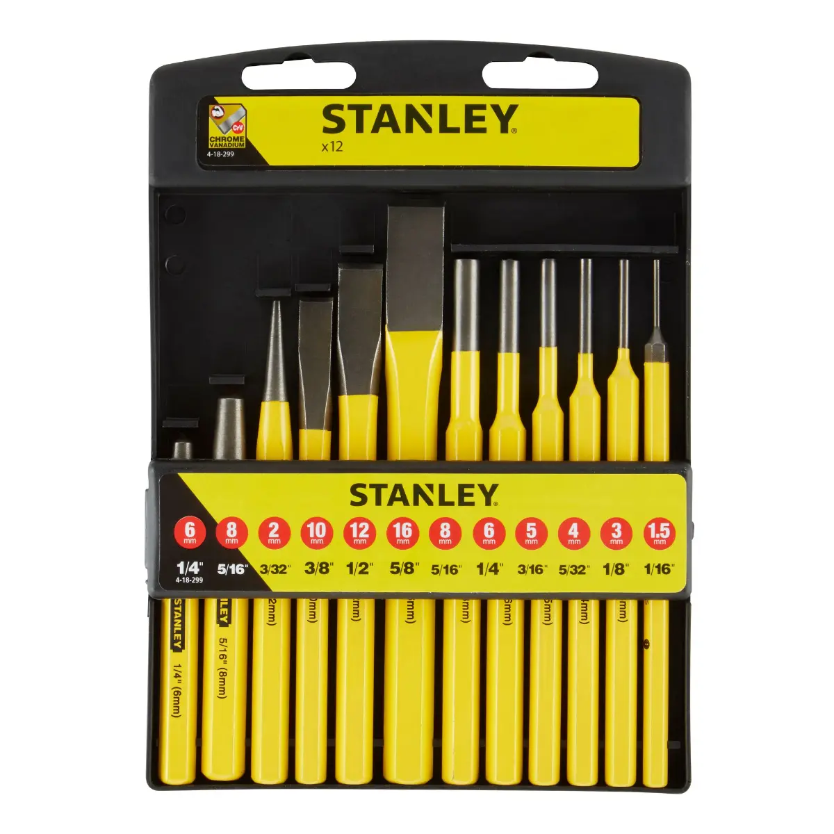 STANLEY Schlagwerkzeug Set Meissel-Körner und Durchschläger Set 12-tlg.