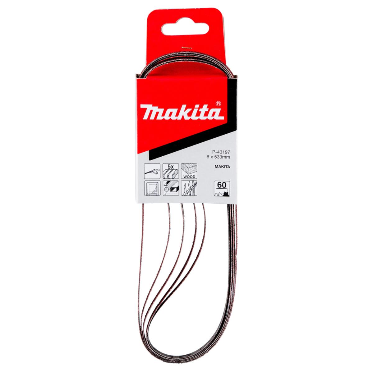 Makita Schleifband Holz und Metall - 6 x 533 mm - 5 Stück