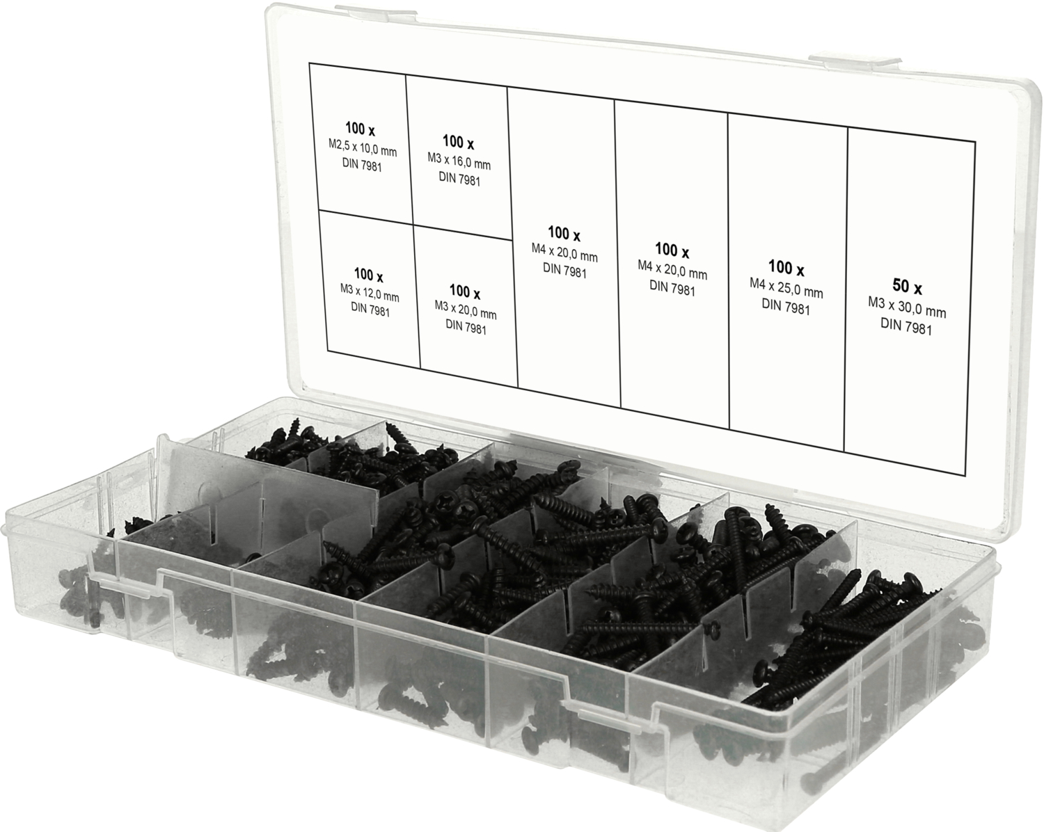 KS Tools Sortiment Linsenkopf-Blechschrauben, M2,5-M3, 750-tlg