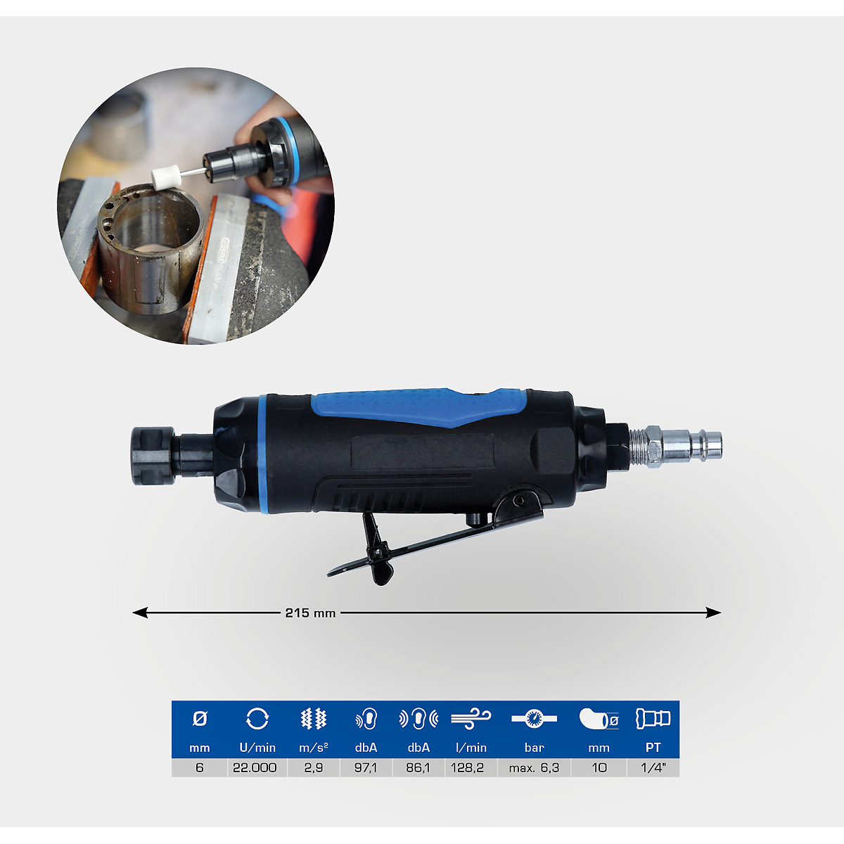 Brilliant Tools Druckluft-Stabschleifer, gerade