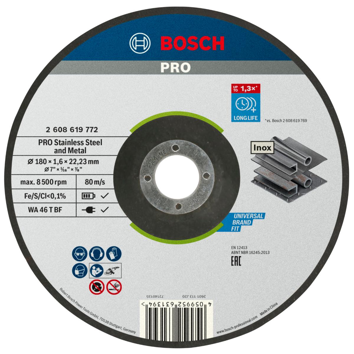Bosch PRO Standard for Inox Trennscheibe gekröpft, 180 mm