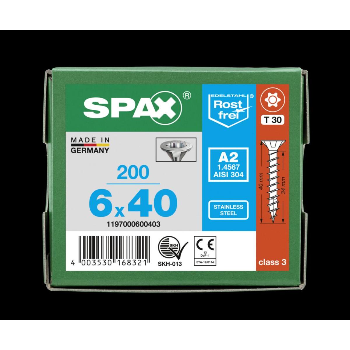 SPAX A2 Senkmultikopf T-Star Plus T30 Vollgewinde, 200 Stück