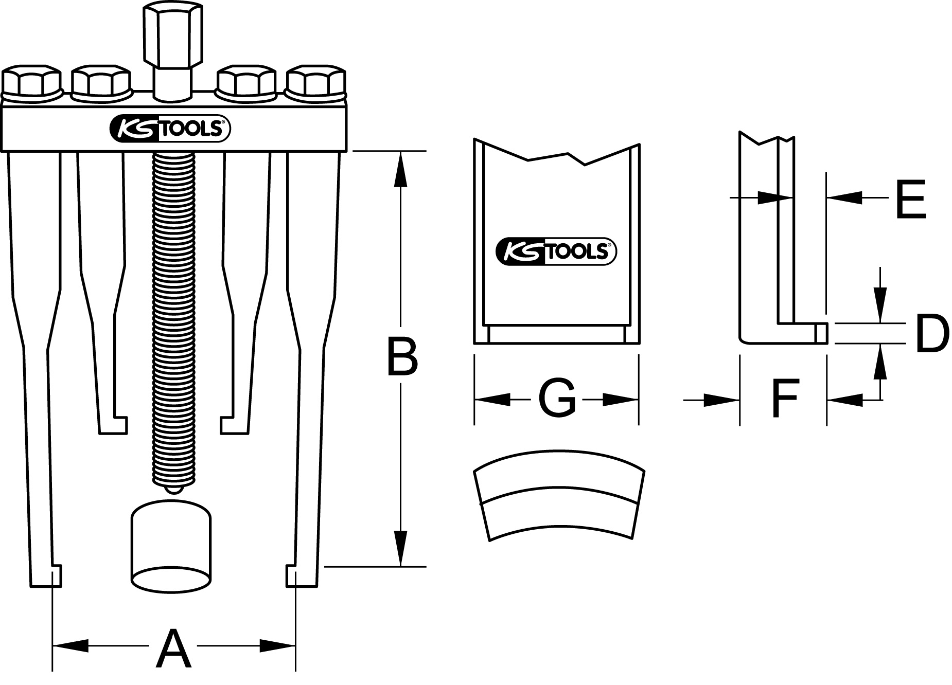 KS Tools Universal-Lenkrad-Abzieher 2-armig für PKW, 90mm
