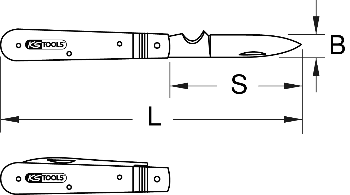 KS Tools Elektriker-Klappmesser, 1 Klinge mit Abisolierfunktion
