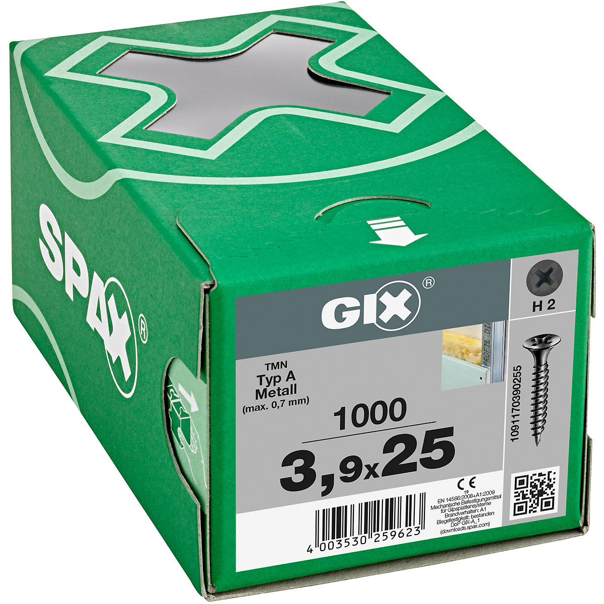 SPAX GIX-A Trompetenkopf H2 Feingewinde phosphatiert, 1000 Stück