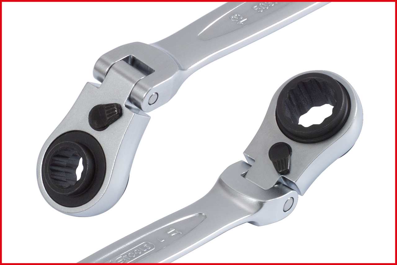 KS Tools 4 in 1 GEARplus umschaltbar Gelenk-Doppel-Ringschlüssel, 10x13-17x19mm