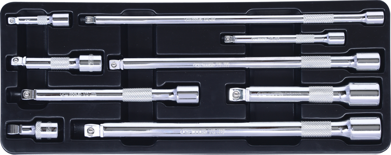 KS Tools 1/4"+3/8"+1/2" CHROMEplus Kipp-Verlängerungs-Satz, 9-tlg