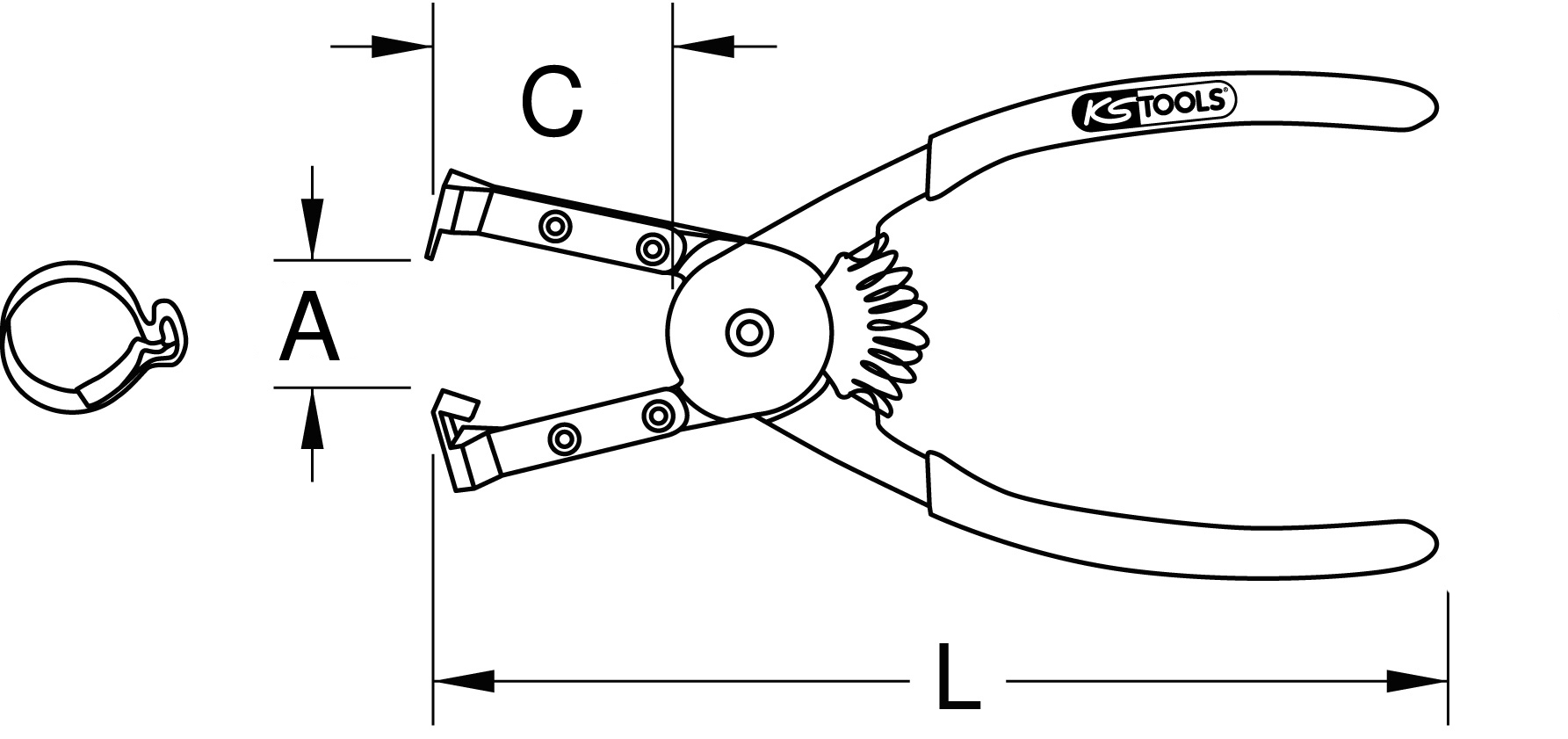 KS Tools Click-Schlauchschellenzange, 160mm