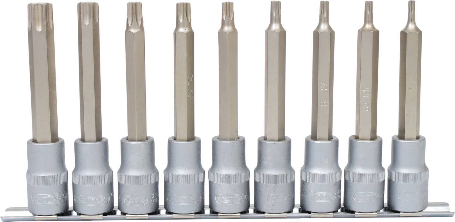 KS Tools 1/2" Bit-Stecknuss-Satz Torx, lang, 9-tlg, T20-T60