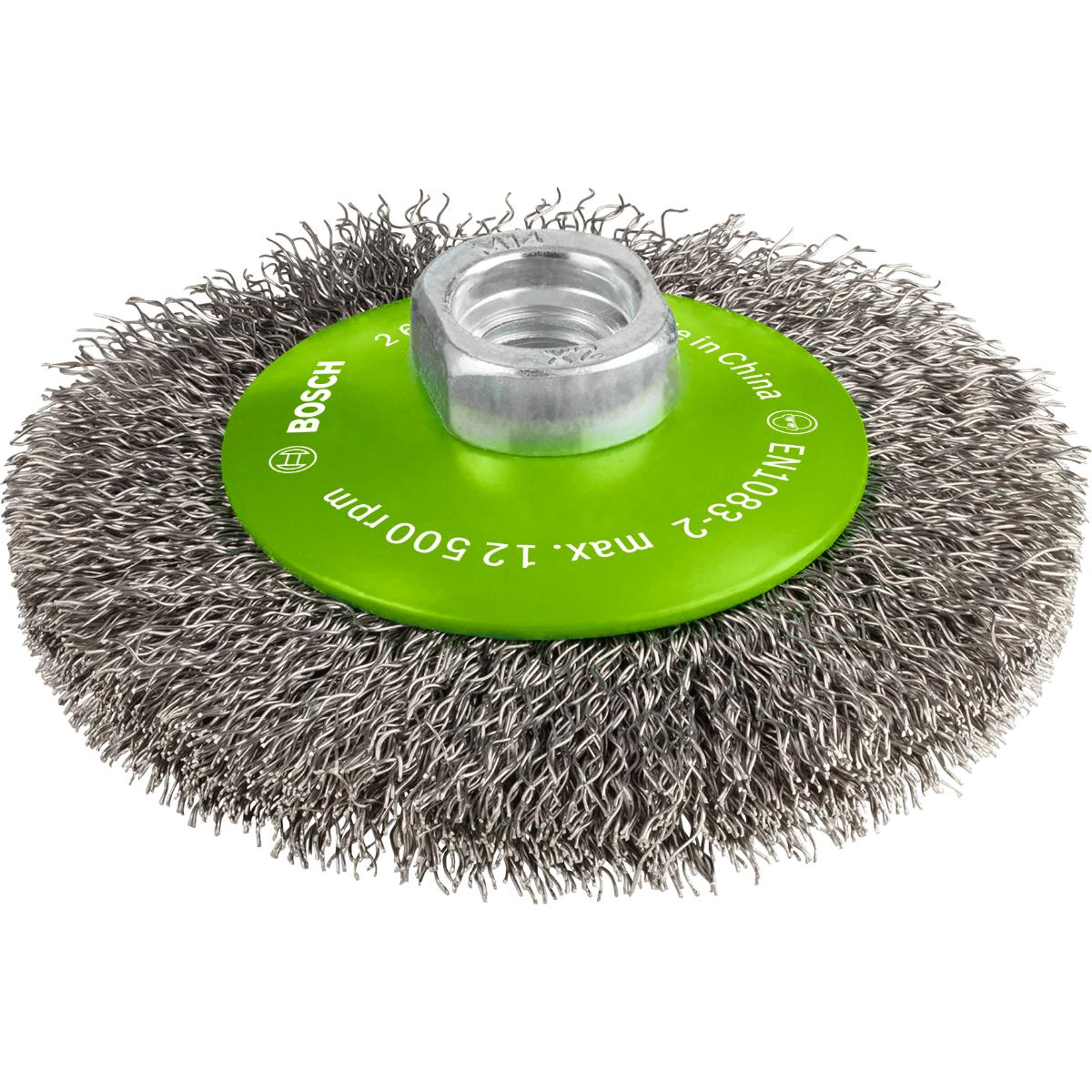 Bosch PRO Kegelbürste Clean for Inox, 100 mm, gewellter rostfreier Stahldraht