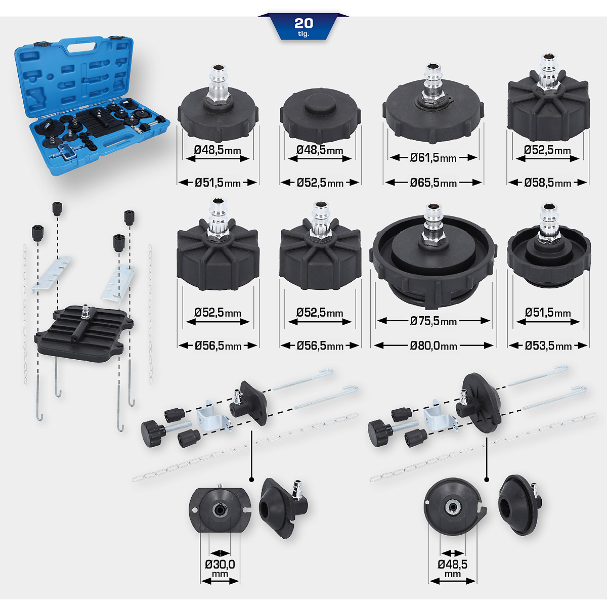 Brilliant Tools Universal-Adaptersatz zur Bremsentlüftung, 20-tlg