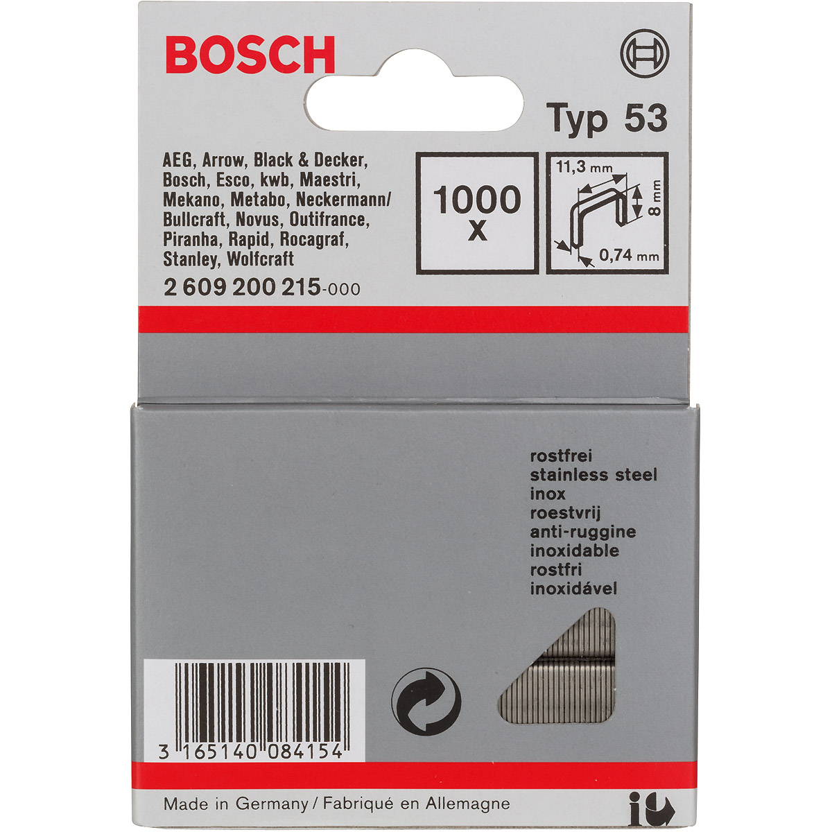 Bosch Feindrahtklammer Typ 55, 11,4mm breit, rostfrei
