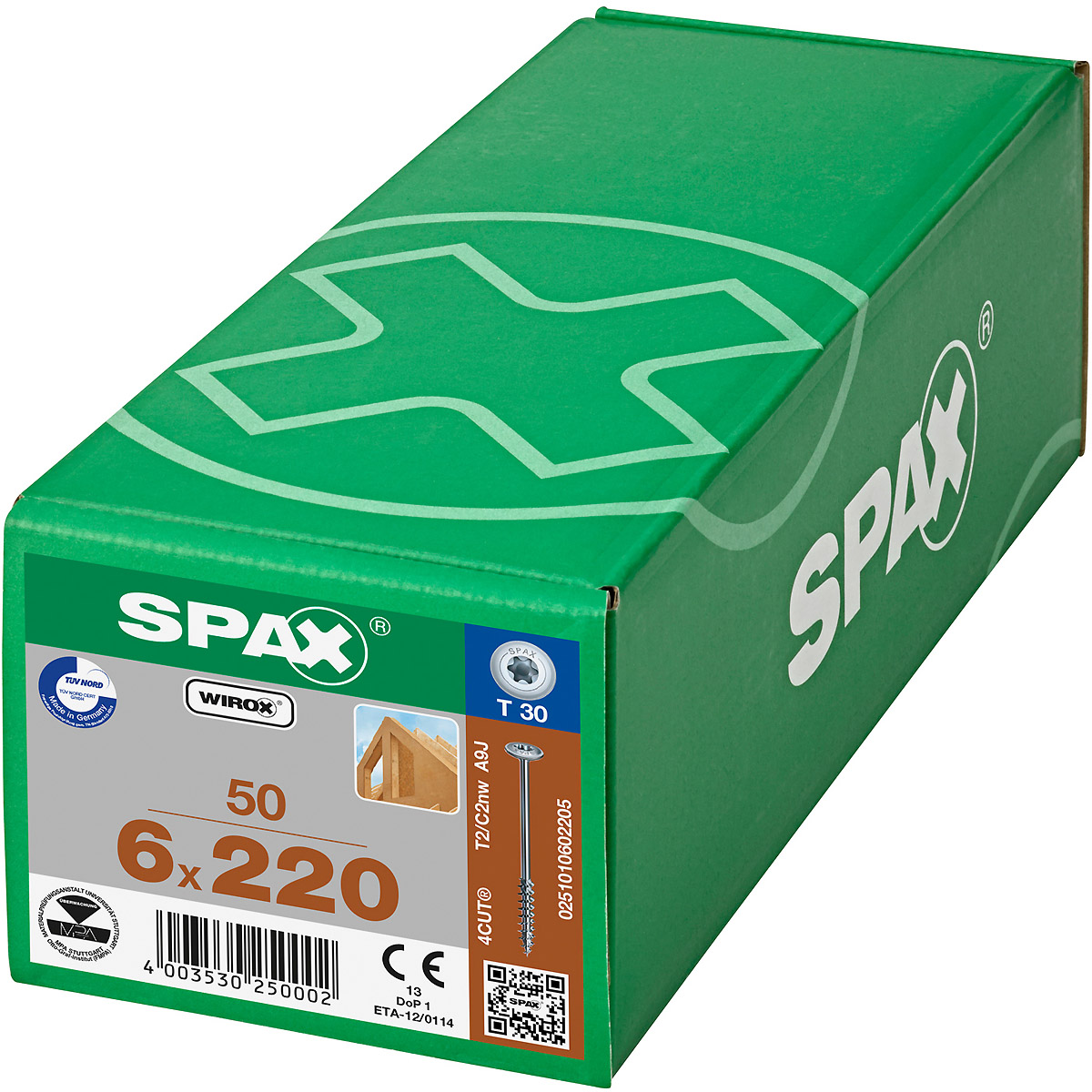 SPAX Tellerkopf T-Star Plus T30 Teilgewinde 4Cut WIROX, 50 Stück