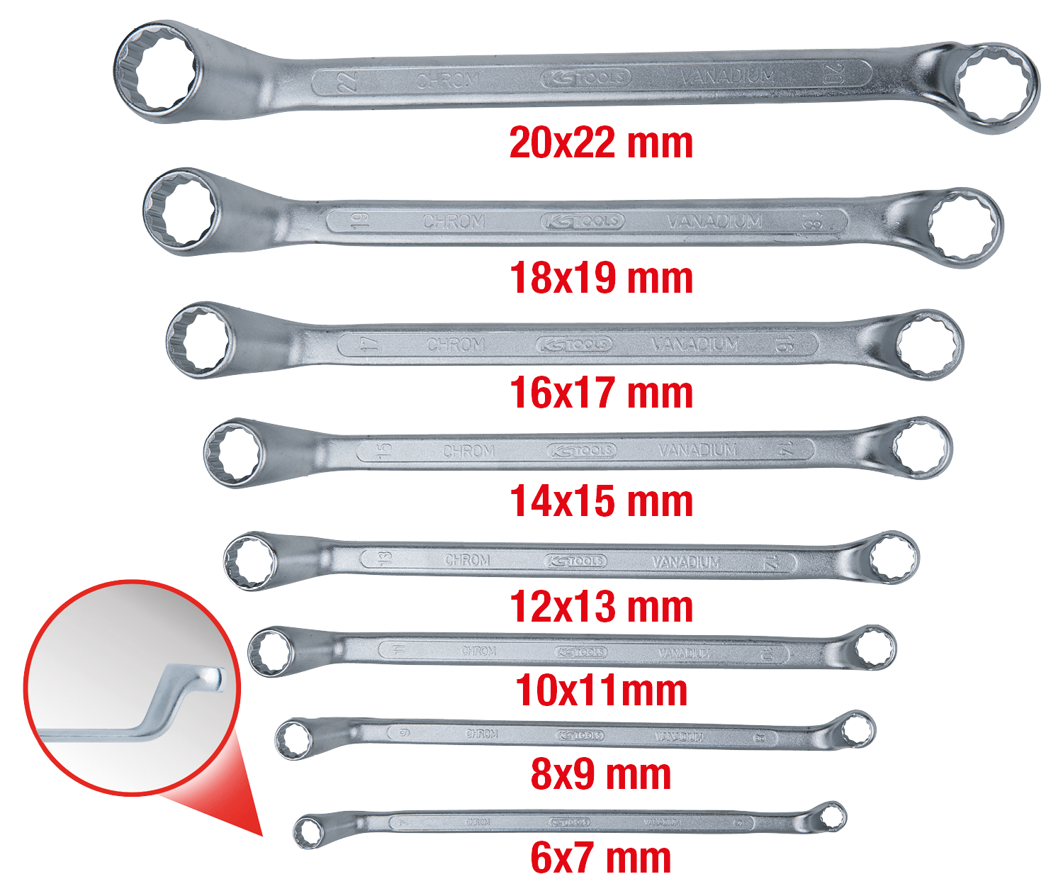 KS Tools Doppel-Ringschlüssel-Satz, gekröpft, 8-tlg 6-22mm