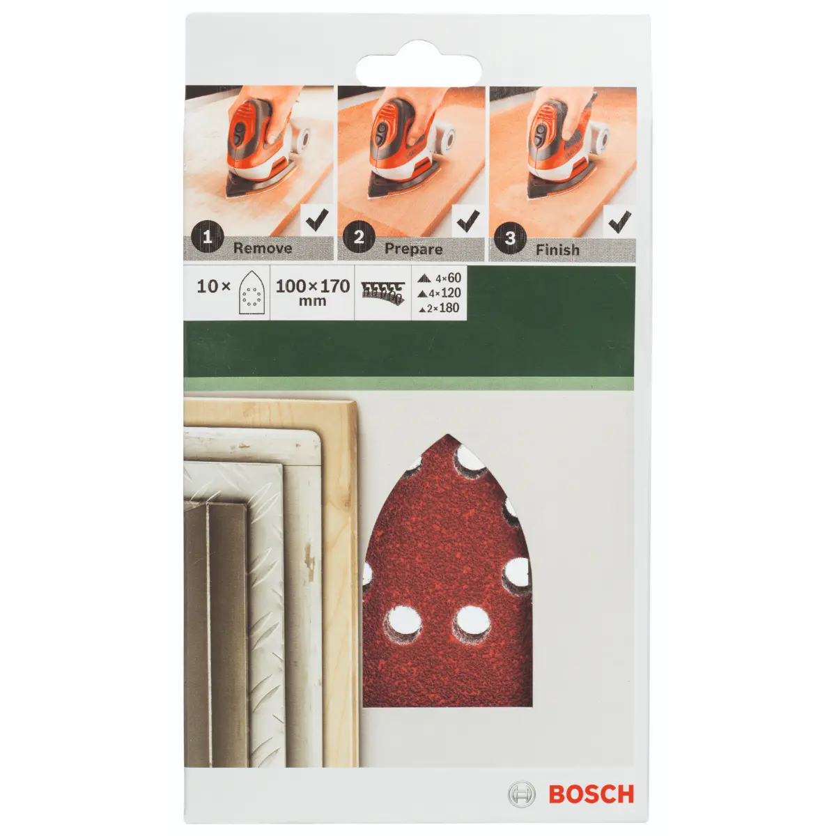 Bosch Schleifblatt-Set für Multischleifer K=60 / 120 / 180, 10-tlg.