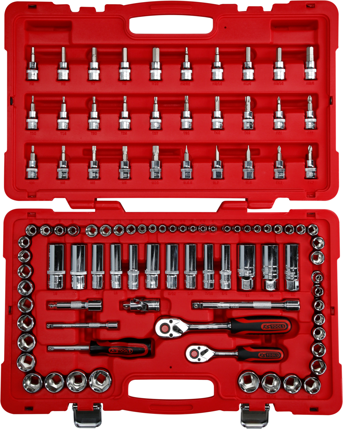 KS Tools 1/4"+3/8" CHROMEplus Steckschlüssel-Satz, 100-tlg