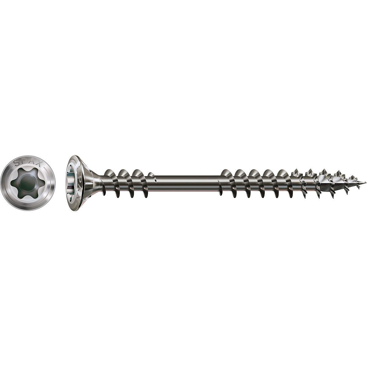 SPAX Fassadenschraube A2 Linsensenkkopf Klein 8mm starke Fräsrippen T-Star Plus T20 Fixiergewinde 4C