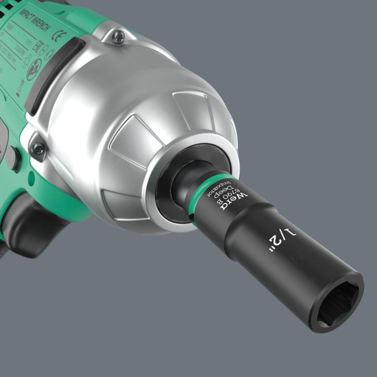 Wera 9661 Nuss-Magnetleiste B Impaktor Deep Imperial 1 Steckschlüsseleinsatz-Satz, 3/8 zoll-Antrieb, 9-teiliges Set