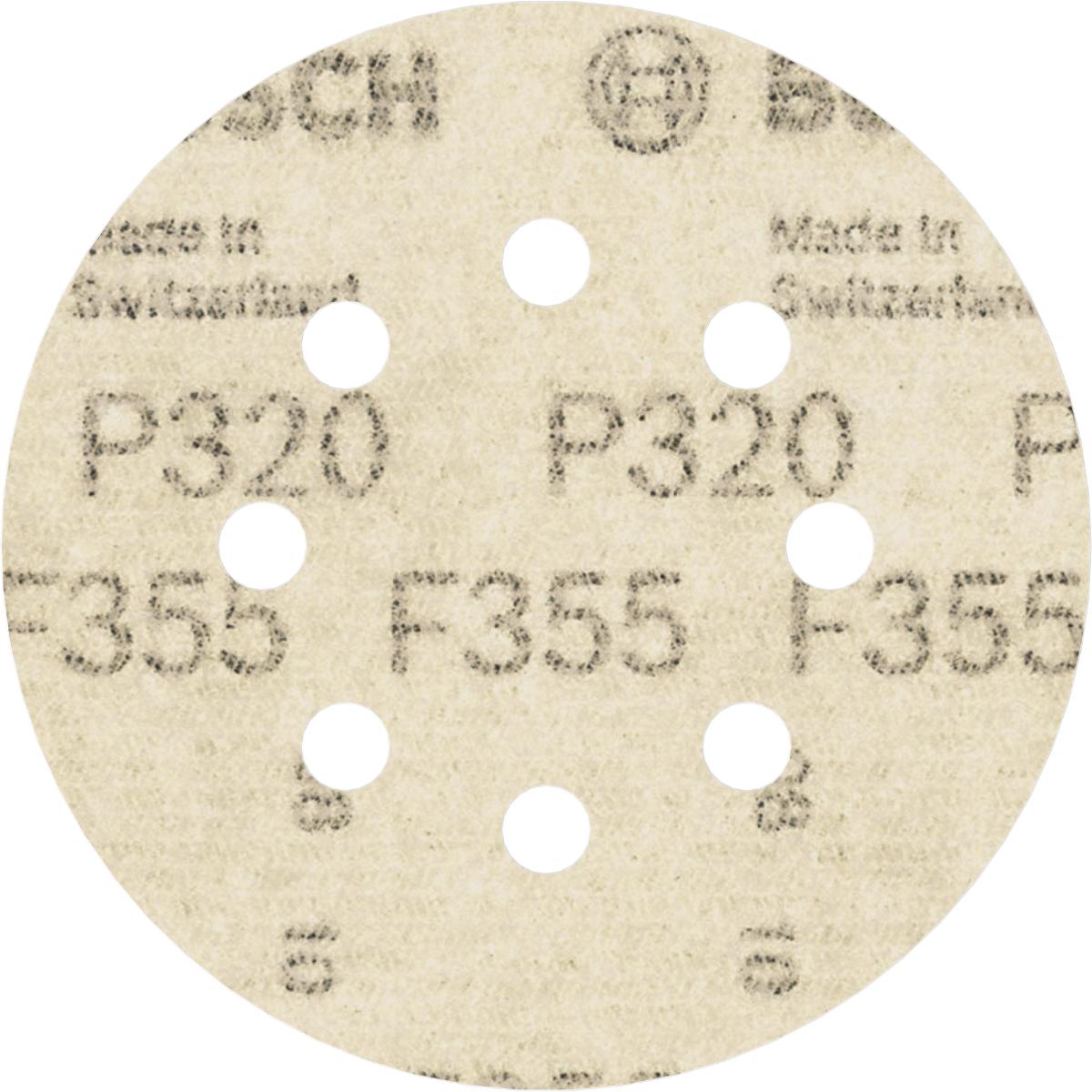 Bosch PRO Schleifblatt F355, 125 mm, 8 Löcher, Klett, 5er-Pack