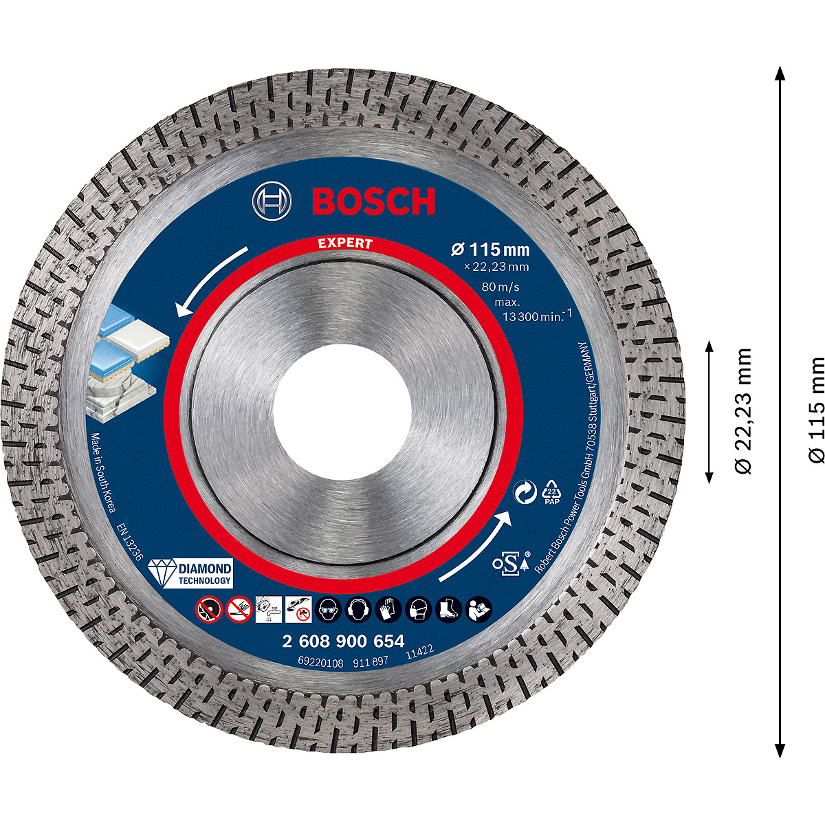 Bosch EXPERT HardCeramic Diamanttrennscheiben für kleine Winkelschleifer, Bohrungsdurchmesser (mm):2