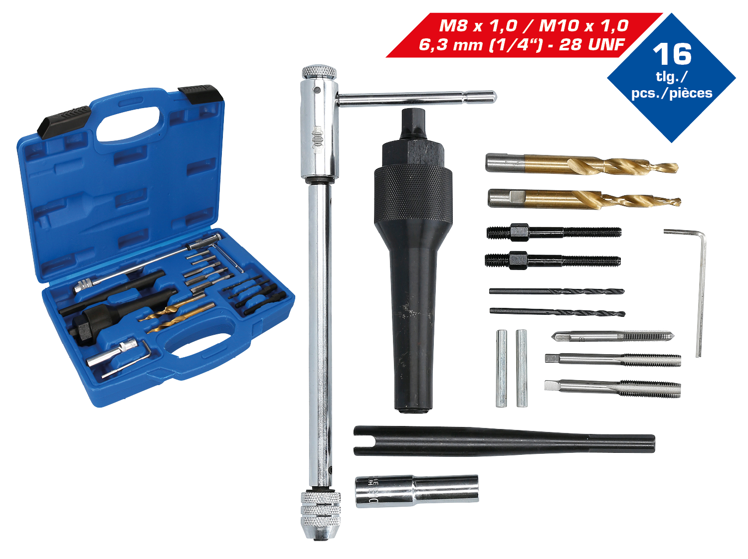 Brilliant Tools Glühkerzen-Ausbau- und Gewinde-Reparatur-Satz, 16-tlg - BT561030